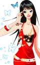 a girl with red dress