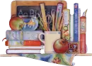 School Books On Shelf