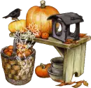 Autumn Bench With Pumpkin 