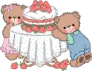 Bears with Strawberry Cake