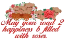 Puppies with Roses Cart - May your road to happiness be filled with Roses