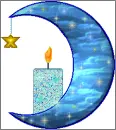 Half Moon Night Candle with hanging Star