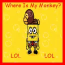 spongebob with a monkey on his head