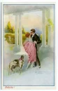 Man, women, dog, vintage, love, kiss