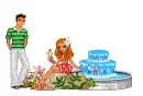 girl and boy in a  garden party