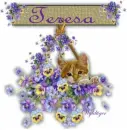 Cat in Basket of Pansies - Teresa