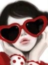 big red heart-shape sunglasses
