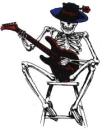 Skeleton playing guitar
