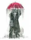 kissing under umbrella