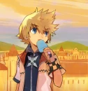 Roxas eating sea salt ice cream