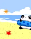 panda at the beach