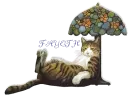CAT LEANING ON LAMP