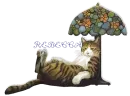CAT LEANING ON LAMP