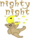 Nighty night - bear hanging on moon