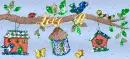 bluebird and birdhouses