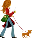 girl walking her puppy