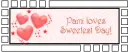 Pink hearts with message "Pami loves Sweetest Day!"