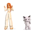kawaii cat and girl danceing