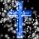 blue cross with glows