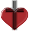 black cross with red heart