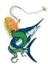 mermaid riding marlin
