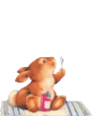 Bunny blowing good morning bubbles