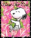 snoopy with a bunch of roses