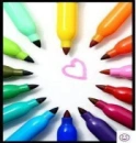Colorful markers wit heart