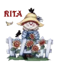autumn scarecrow at fence personalized with name Rita