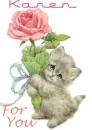 Kitten holding a rose Karen