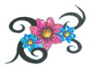 pink and blue flowers
