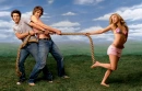 Milo Ventimiglia and Jared Padalecki in a tug of war with Kaley Cuoco for Vanity Fair