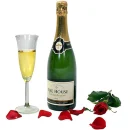 champagne y pÃ©talos de rosa
