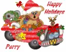 Bear in car with Perry name