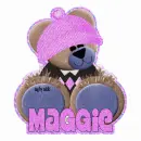 Bear with pink cap with Maggie name