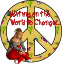groovy hippie chick waiting on the world to change