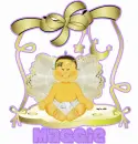 Baby Angel on swing with Maggie name