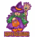 Witch with Happy Halloween text