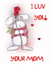 BUNNY HOLDING A ROSE