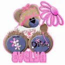 Diva bear with Evelyn name
