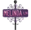 purple pink street sign melinda LN