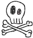 black and red skull