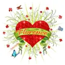 Red hear with name - florence