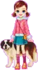 A girl playing with a dog.