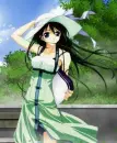 Girl wearing green hat