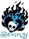 Jenny Flaming Heart and Skull