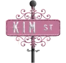 pink street sign kim ST