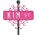 hot pink street sign kim ST