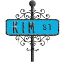 blue black street sign kim ST