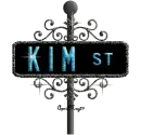 blue black street sign kim ST